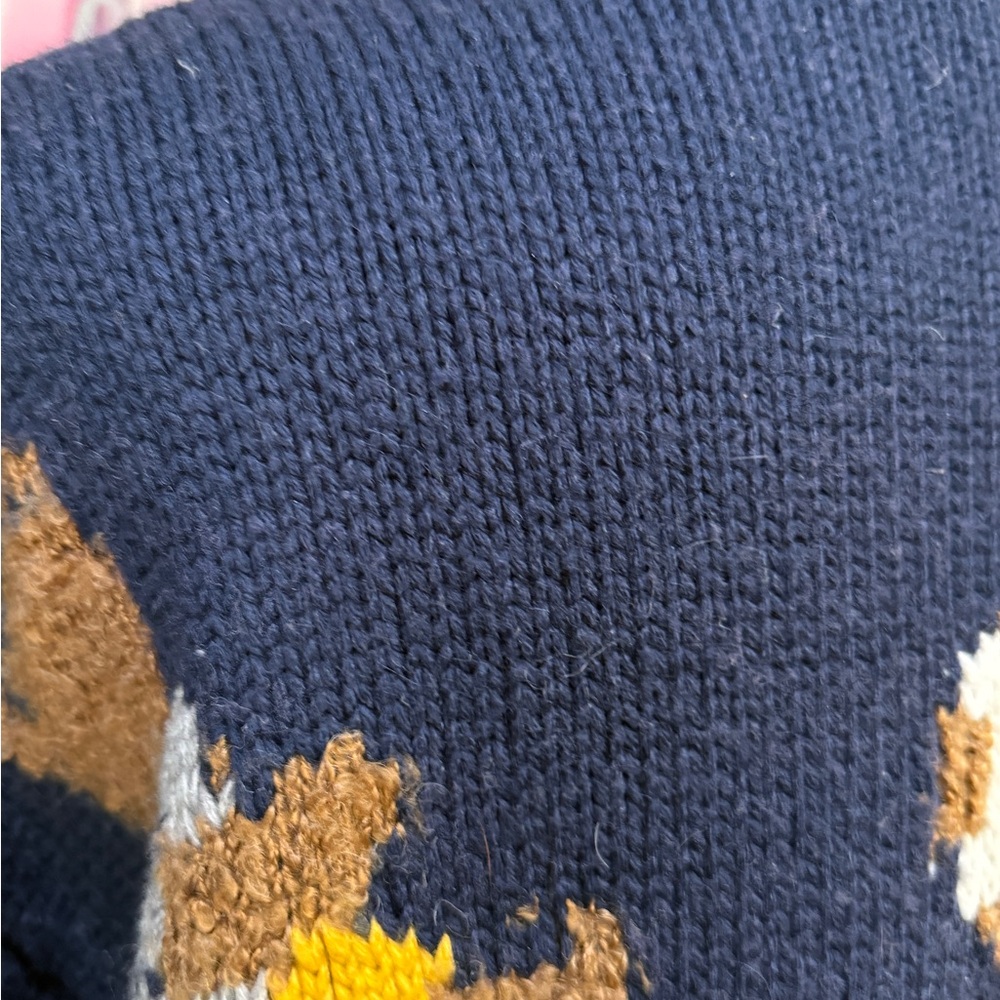 Navy Blue Teddy Bear Cardigan Sweater - Picture 6 of 6